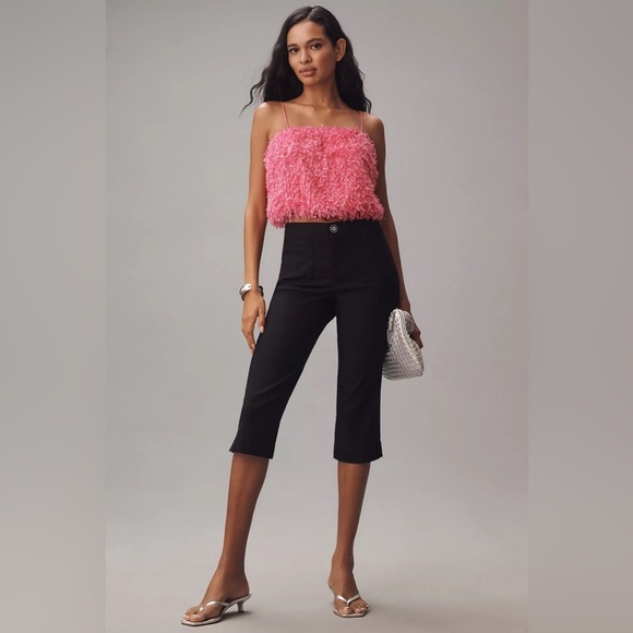 Anthropologie Pants - NWT Maeve Anthropologie US 8 Linen Blend Capri Black Pants